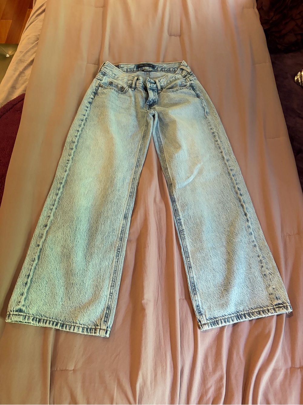 AEROPOSTALE Super Low Rise Baggy Wide Leg Jeans 000 Short Light Blue